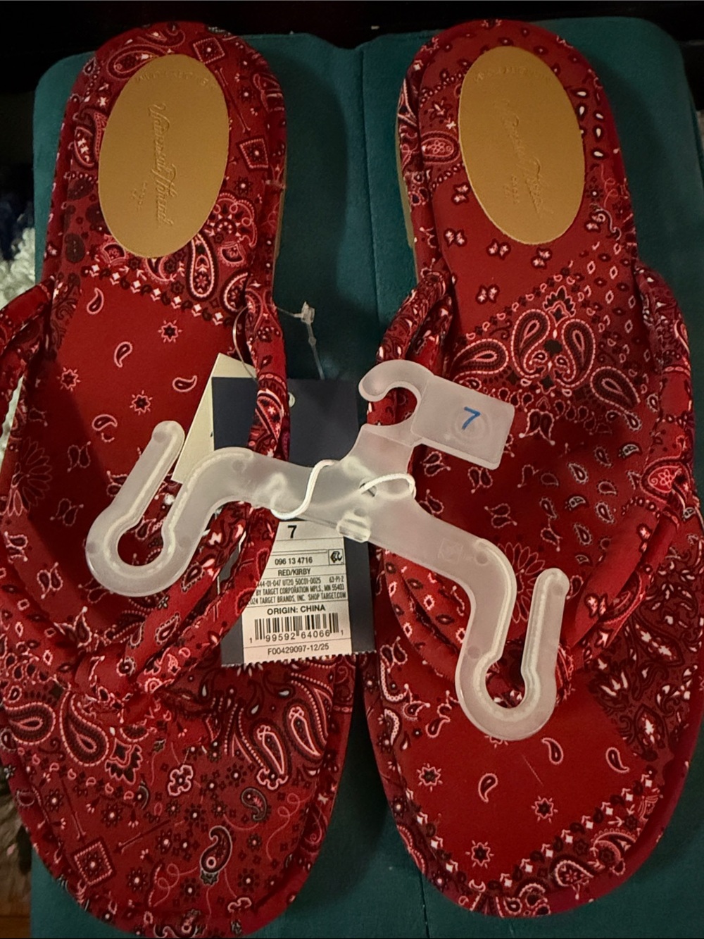 Universal Thread Red Bandana Print Sandals